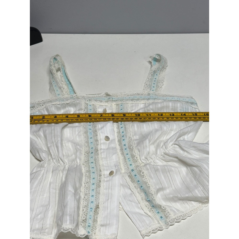 Vintage Komar Pajama Set White Blue Lace Trim Camisole Shorts Size 5 Made in USA - Picture 7 of 8